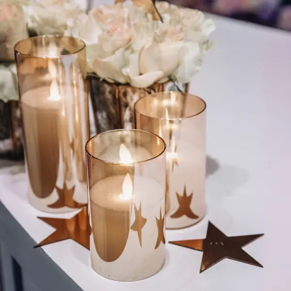 Светодиодная свеча 7,5х12,5 см, пластик, стекло, парафин, золотой