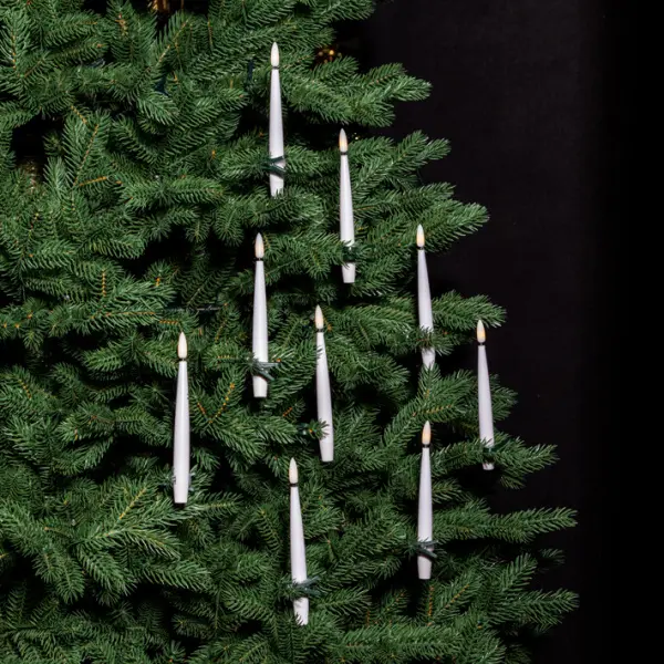 Набор светодиодных свечей на клипсе, 10 шт, 1,5х16 см, пластик, белый