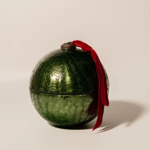 Ароматическая свеча АПЕЛЬСИН КОРИЦА, кракелюр, 15 см, стекло, зеленый