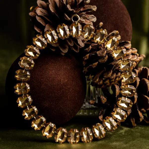 Подвес КОЛЬЦО с кристаллами D12 см, стекло, металл, золотой