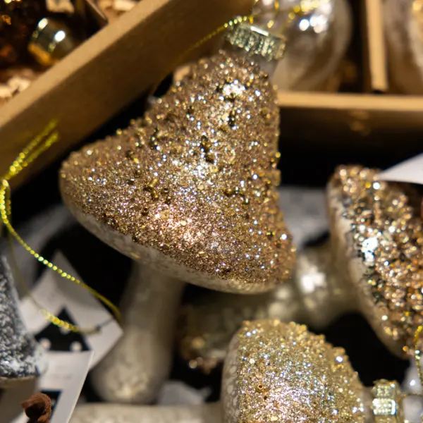 Подвес ГРИБ 8х8х12 см, стекло, золотой