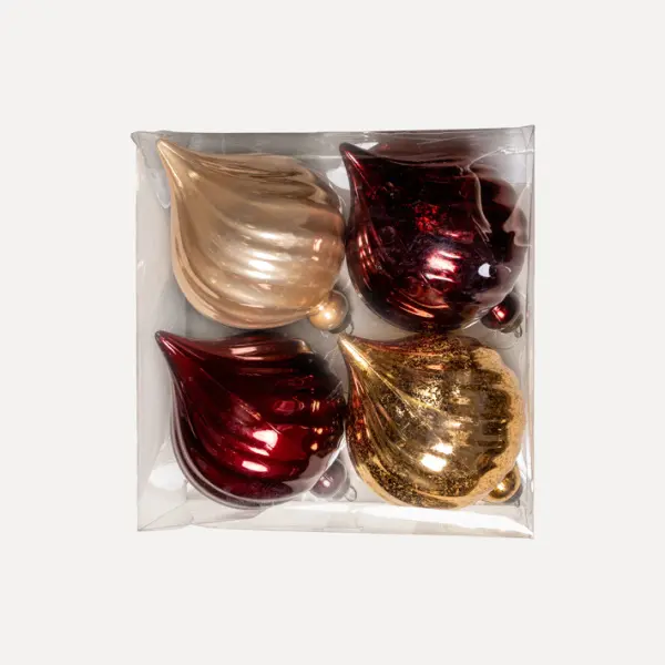 Шары в наборе D15 см, 4 шт, пластик, шампань, бордовый