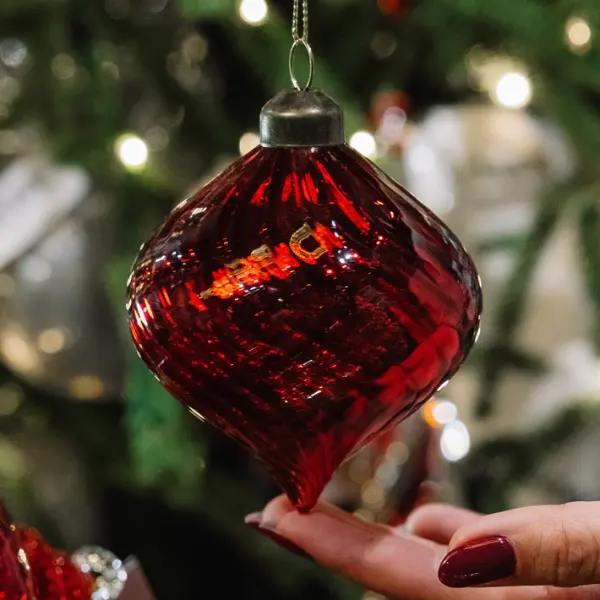 Подвес ЛУКОВИЦА D8 см, стекло, темно-красный