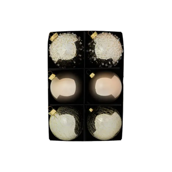 Шары в наборе D8 см, 6 шт, пластик, шампань