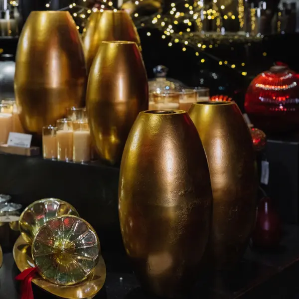 Кашпо 21х38 см, металл, золотой