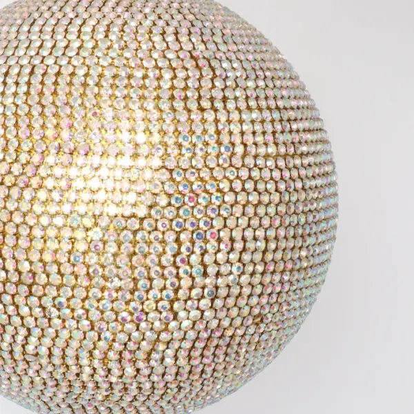 Шар D20 см c кристаллами, пластик, стекло, радужный, золотой