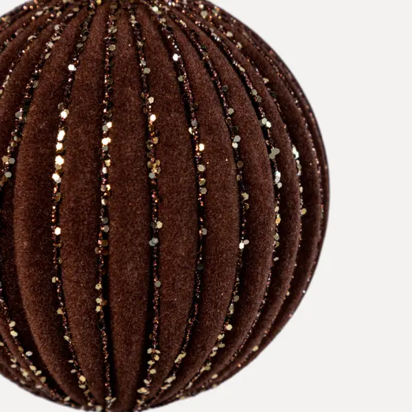 Шар D8 см, стекло, флок, темно-коричневый