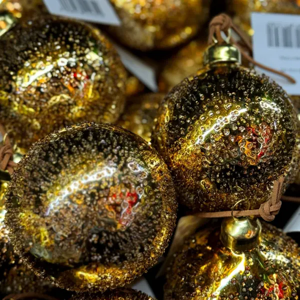 Шар D8 см, стекло, золотой