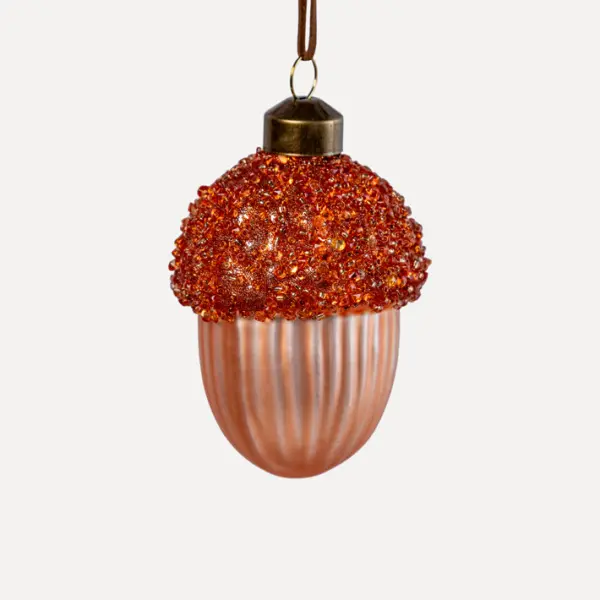 Подвес ЖЕЛУДЬ 6x8 см, стекло, рыжий