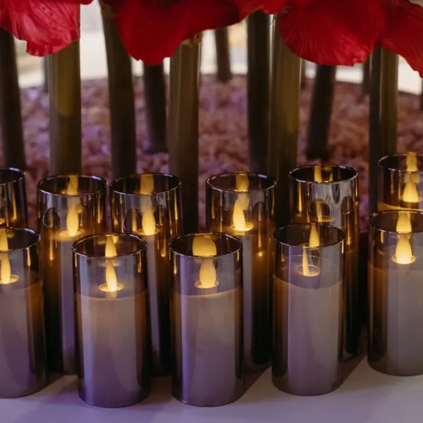 Светодиодная свеча 4,8х10 см, пластик, стекло, парафин, дымчатый