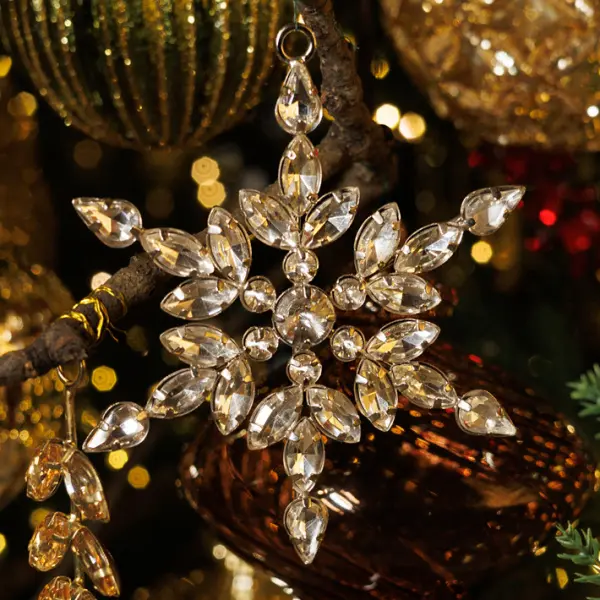 Подвес СНЕЖИНКА с кристаллами D10 см, стекло, металл, серебряный