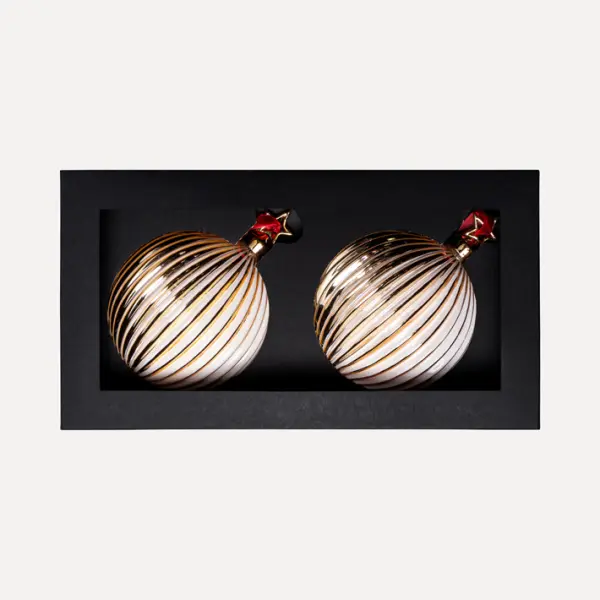 Шары в наборе D12 см, 2шт, стекло, белый