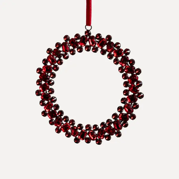 Подвес КОЛЬЦО с кристаллами D20 см, металл, стекло, красный