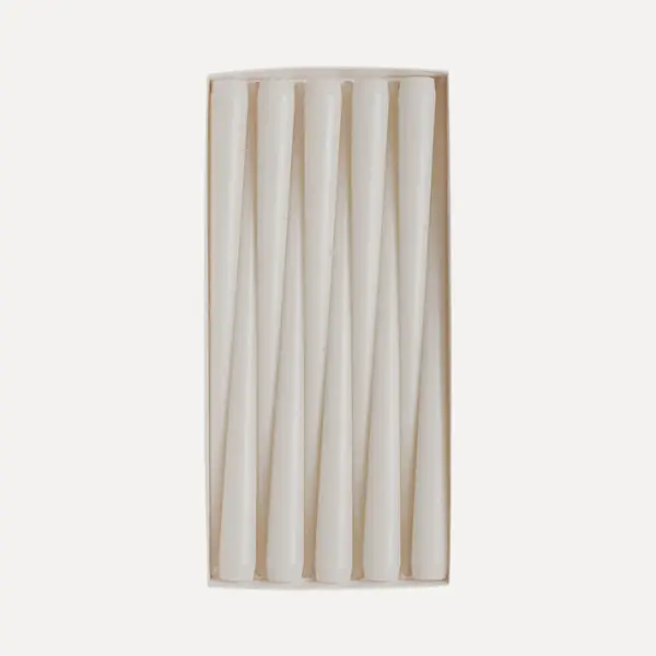 Набор конусных свечей в коробке, 29 см, 10 шт, воск, белый