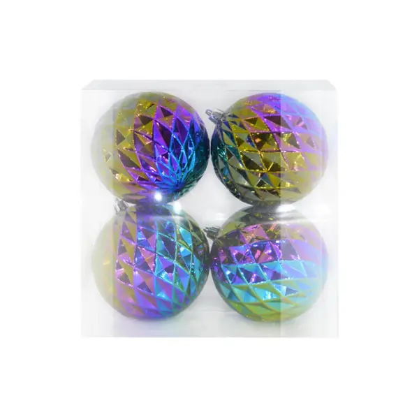 Шары в наборе D10 см, 4 шт, пластик, мультиколор, радужный