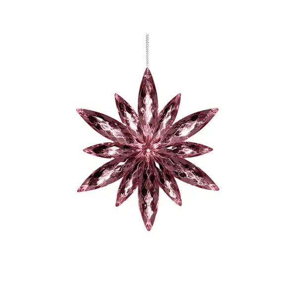 Подвес СНЕЖИНКА D11 см, акрил, розовый