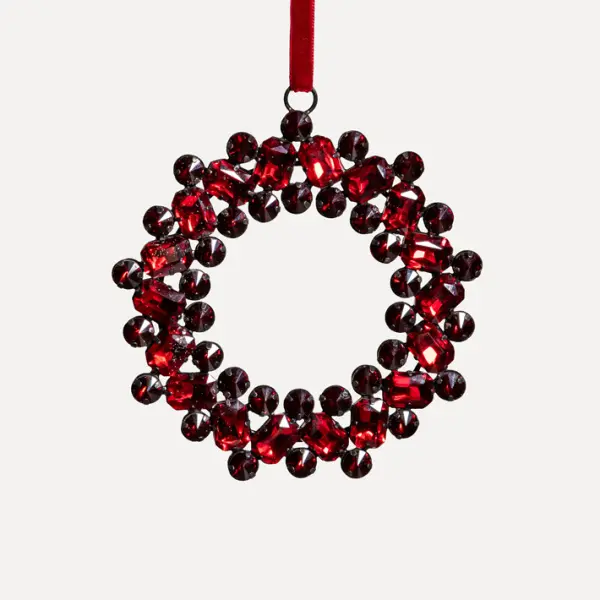 Подвес КОЛЬЦО с кристаллами D10 см, металл, стекло, красный