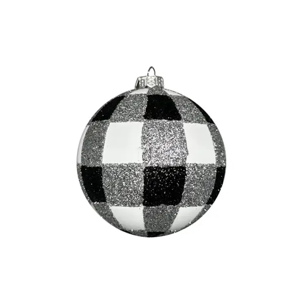 Шар в клетку D8 см, пластик, белый, черный