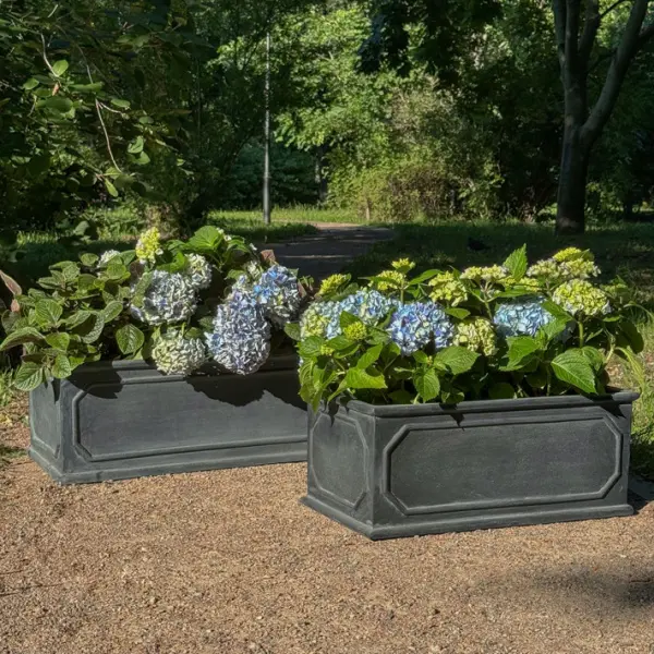 Набор из 2-х кашпо, 55х23, 66х24 см, фибергласс, темно-серый