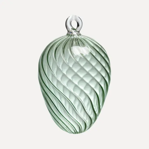 Подвес ручной работы ЯЙЦО 8x9 см, стекло, светло-мятный