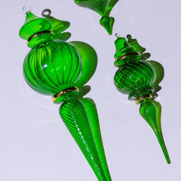 Подвес ручной работы 12x45 см, стекло, зеленый