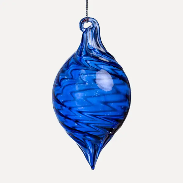 Подвес ЛУКОВИЦА 6x10 см, стекло, синий