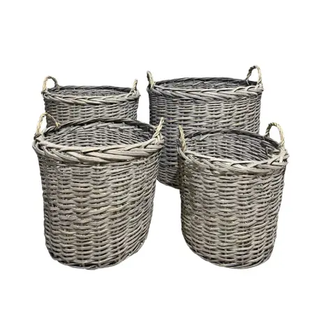 Комплект из 4-х плетёных корзин 70х60х64
60х55х54
50х45х45
43х43х38 см, ива, серый