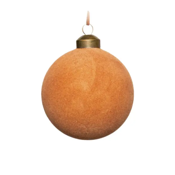 Шар D8 см, стекло, флок, золотой