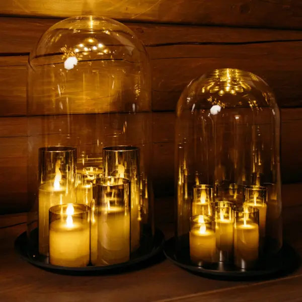 Светодиодная свеча 4,8х10 см, пластик, стекло, парафин, дымчатый