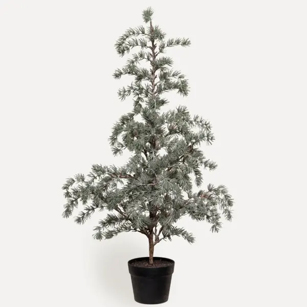 Ель в кашпо H105 см, пластик, серо-зеленый