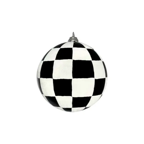 Шар в клетку D10 см, пластик, белый, черный
