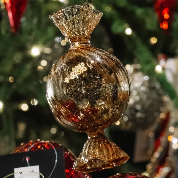 Подвес КОНФЕТА 7x12 см, стекло, золотой