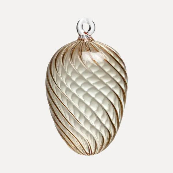 Подвес ручной работы ЯЙЦО 8x9 см, стекло, светло-желтый