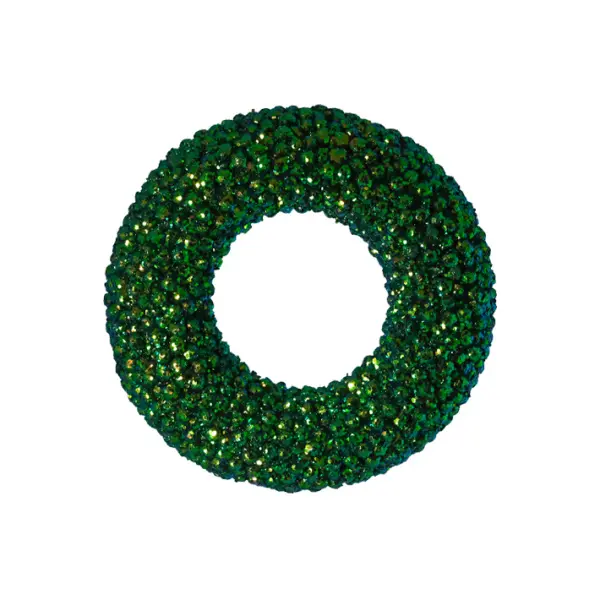 Венок D25 см с блёстками, пенопласт, зеленый