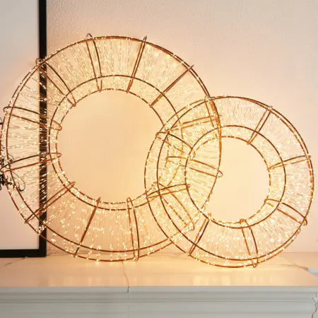 Венок LED D50 см, металл, золотой