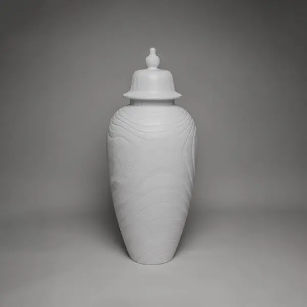 Ваза с крышкой 27х65 см, дерево, белый Ваза с крышкой 27х65 см, дерево, белый