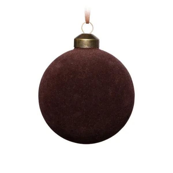 Шар D10 см, стекло, флок, коричневый