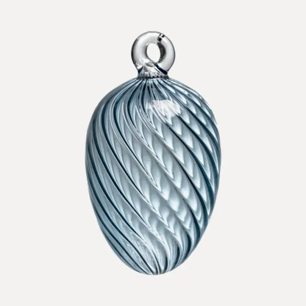 Подвес ручной работы ЯЙЦО 6x7 см, стекло, голубой