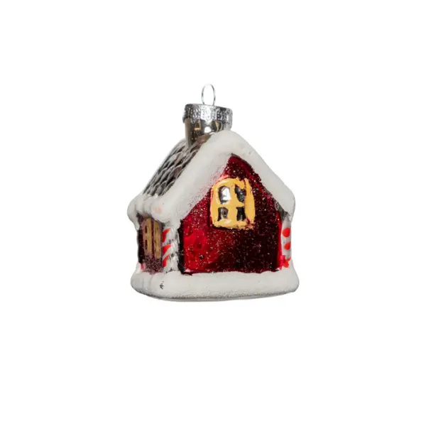 Подвес ДОМИК 7х7х8 см, стекло, красный