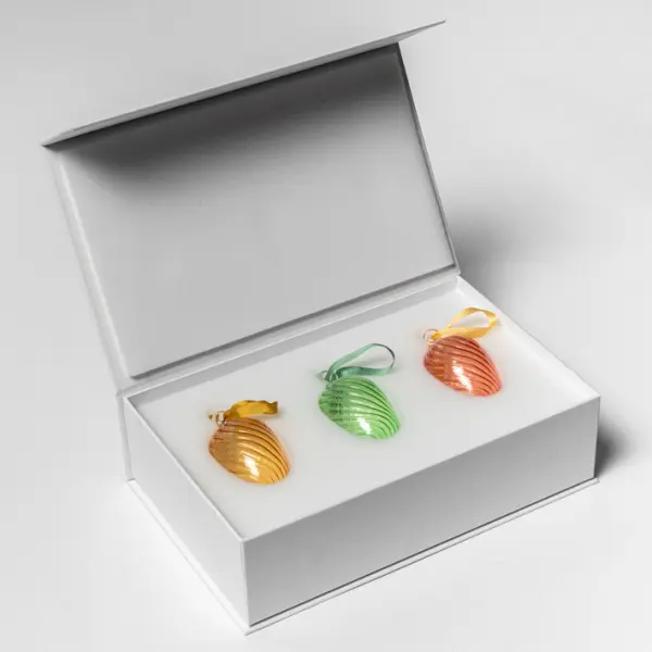 Набор украшений ручной работы ЯЙЦА, H6 см, 3 шт, тёмно-розовый, тёмно-мятный,тёмно-жёлтый