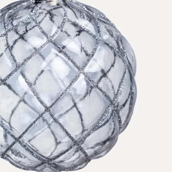 Шар D10 см, стекло, прозрачный, серый
