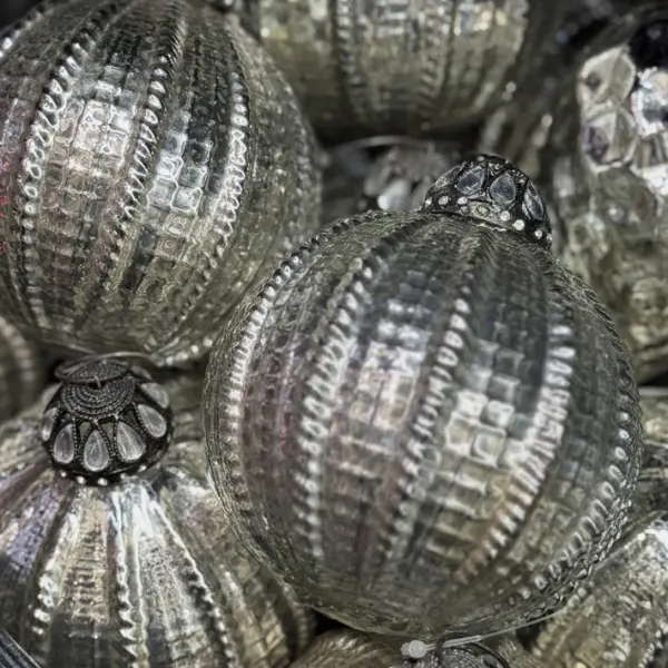 Шар D10 см, стекло, серебряный