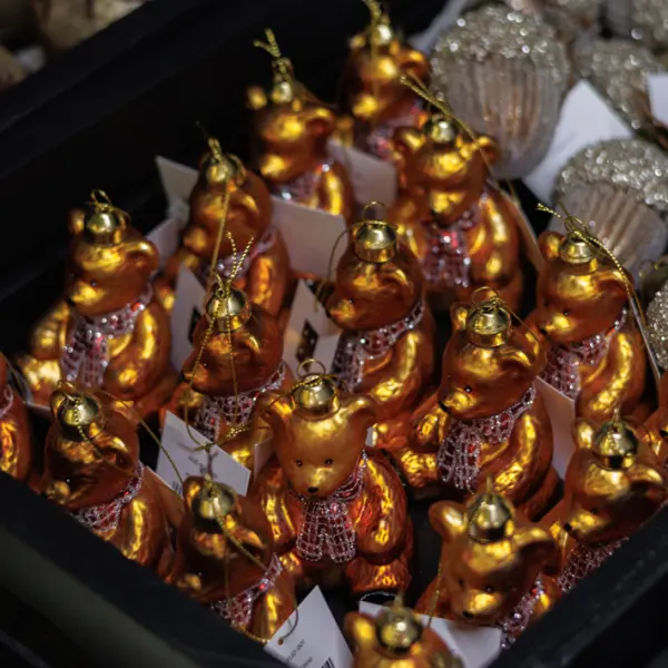 Подвес МЕДВЕДЬ 7x9 см, стекло, рыжий