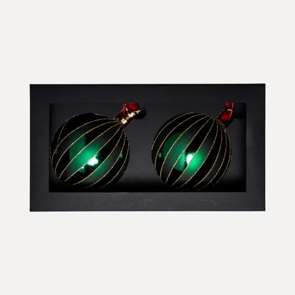 Шары в наборе D12 см, 2шт, стекло, зеленый