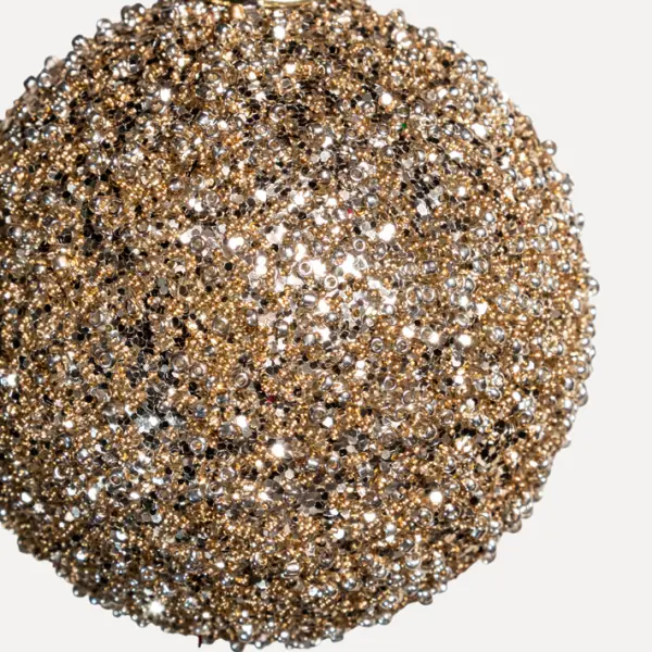Шар с глиттером D8 см, стекло, золотой