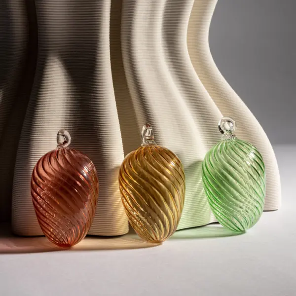 Набор украшений ручной работы ЯЙЦА, H8 см, 3 шт, тёмно-розовый, тёмно-мятный, тёмно-жёлтый