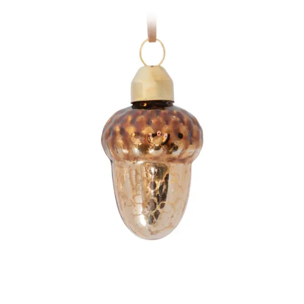 Подвесы в наборе ЖЕЛУДИ, H5 см, 6шт, стекло, темное золото