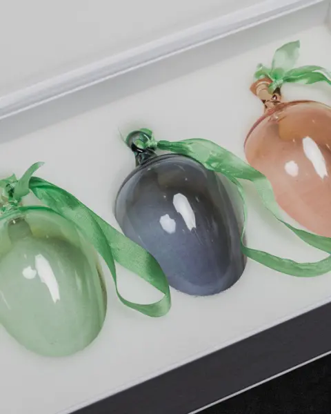 Набор украшений ручной работы ЯЙЦА, H8 см, 3 шт, мятный, розовый, голубой