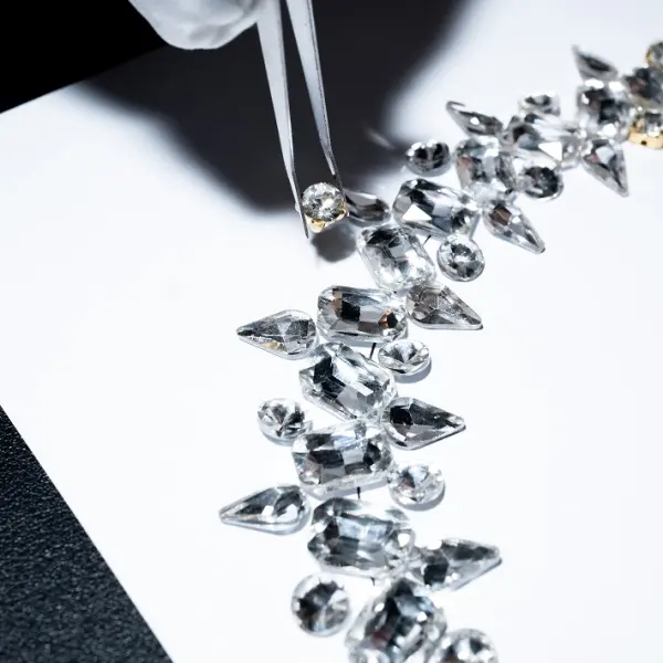 Подвес КОЛЬЦО с кристаллами D15 см, стекло, металл, серебряный