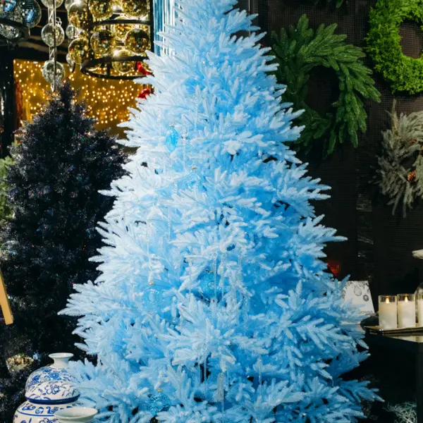 Ель искусственная литая Н210 см, пластик, металл, голубой